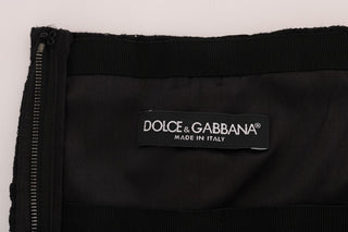 Falda A-line negra con encaje floral recortado
