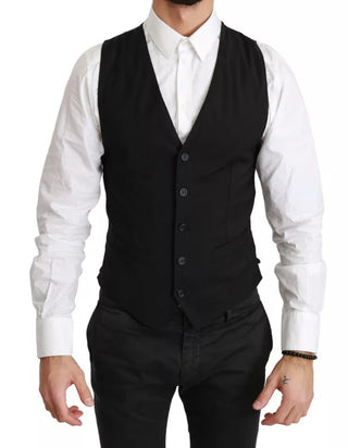 Schwarze einfarbige STAFF Slim Fit Weste