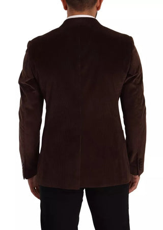 Blazer de pana marrón ajustado con logo DG