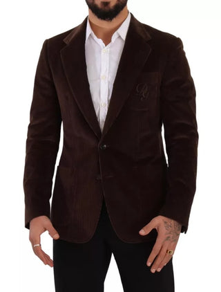 Blazer de pana marrón ajustado con logo DG