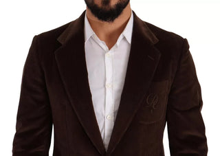 Blazer de pana marrón ajustado con logo DG