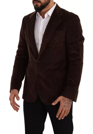 Blazer de pana marrón ajustado con logo DG