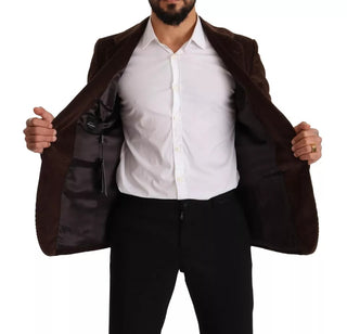 Blazer de pana marrón ajustado con logo DG