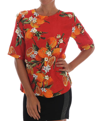 Blusa de estampado naranja con cristales