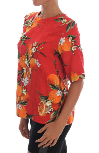 Blusa de estampado naranja con cristales