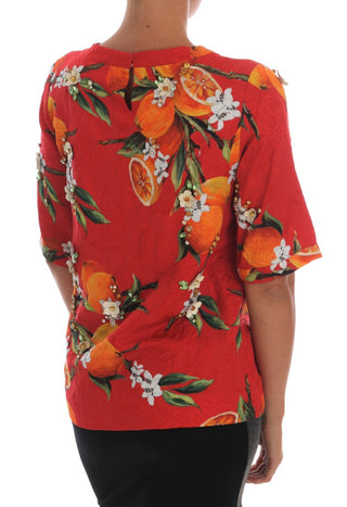 Blusa de estampado naranja con cristales