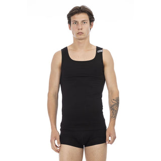 Camiseta sin mangas negra de algodón para hombre