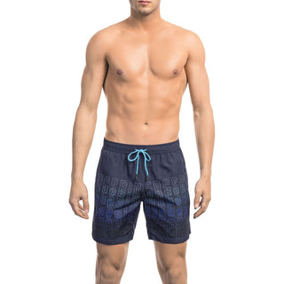 Bañador corto para hombre de poliéster azul