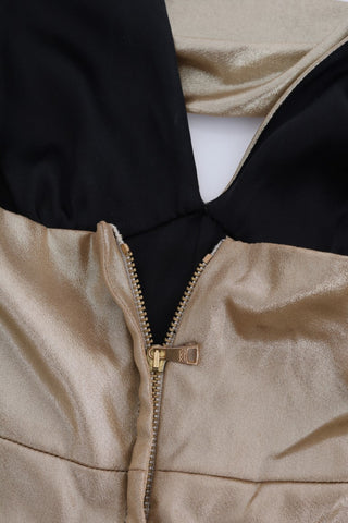 Goldener Stretch-Strampler Body aus Seide