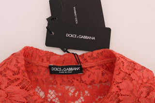 Blusa de encaje floral con botones de cristal naranja