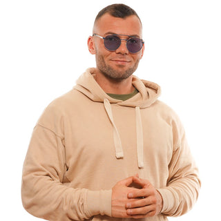 Blaue Sonnenbrille aus Metall und Kunststoff