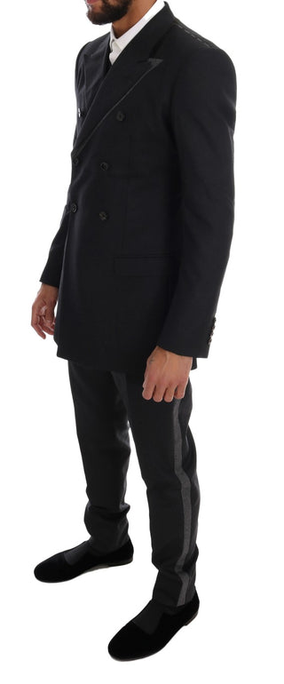 Traje de tres piezas de lana gris de doble botonadura