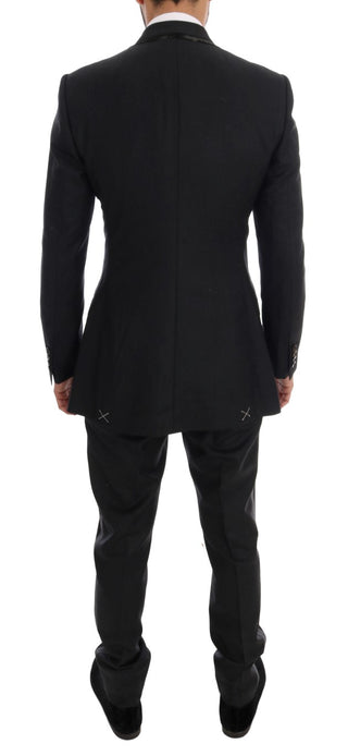 Traje de tres piezas de lana gris de doble botonadura