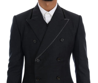 Traje de tres piezas de lana gris de doble botonadura