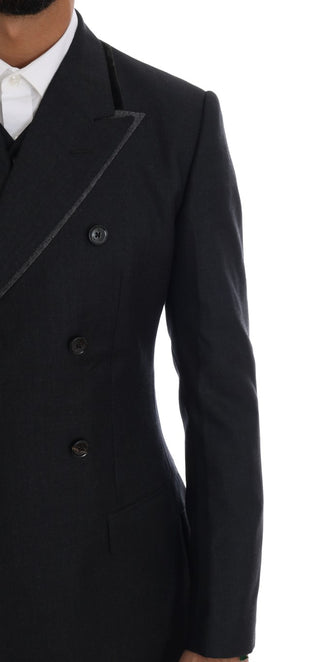 Traje de tres piezas de lana gris de doble botonadura