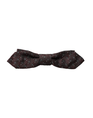 Pajarita ajustable de seda burdeos con patrón y cuello Papillon