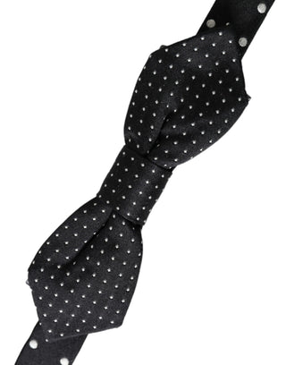 Dark Gray Silk Polka Dot Adjustable Neck Men Papillon Bow Tie