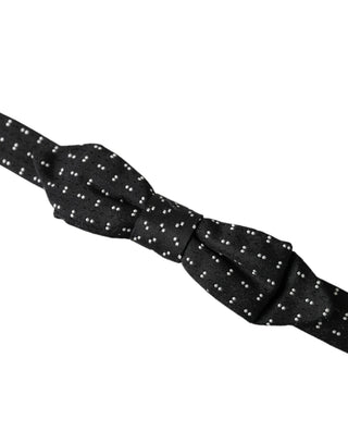 Pajarita Papillon para hombre de seda negra con patrón y cuello ajustable