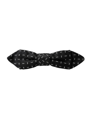 Pajarita Papillon para hombre de seda negra con patrón y cuello ajustable