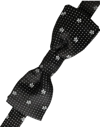 Dark Gray Silk Floral Adjustable Neck Men Papillon Bow Tie