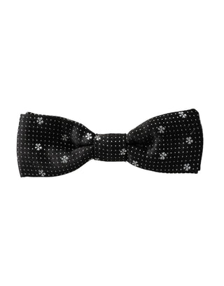 Dark Gray Silk Floral Adjustable Neck Men Papillon Bow Tie