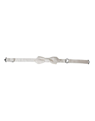White Silk Adjustable Neck Men Papillon Bow Tie
