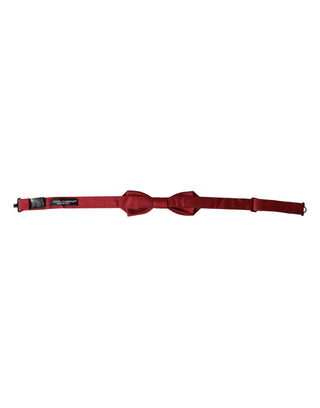 Pajarita para hombre de seda roja jacquard con cuello ajustable