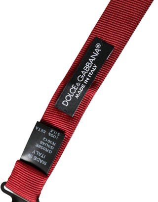 Pajarita para hombre de seda roja jacquard con cuello ajustable