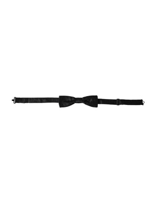 Dark Gray Silk Patterned Adjustable Neck Men Bow Tie