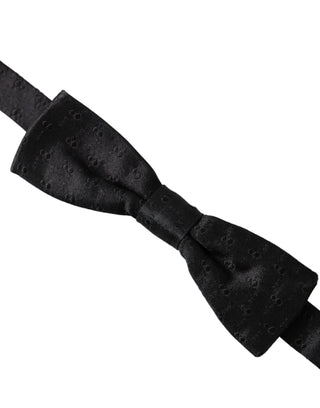 Dark Gray Silk Patterned Adjustable Neck Men Bow Tie