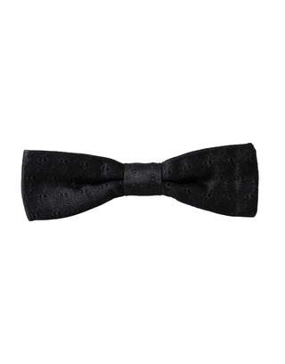 Dark Gray Silk Patterned Adjustable Neck Men Bow Tie