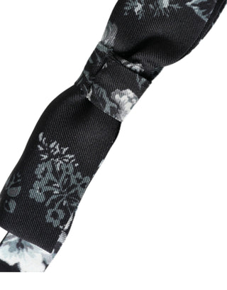 Dark Gray Floral Silk Adjustable Neck Men Bow Tie