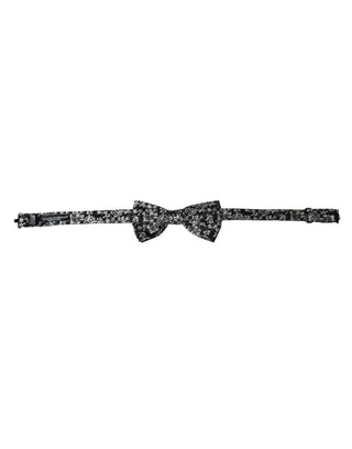 Dark Gray Floral Silk Adjustable Neck Men Bow Tie