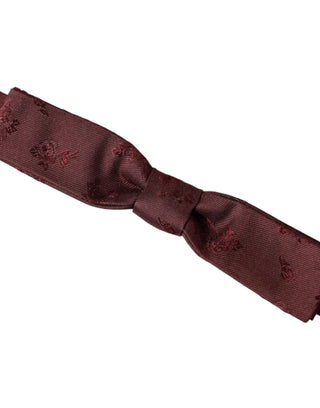 Bordeauxrote florale Seiden-Herrenfliege mit verstellbarem Halsband