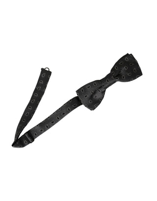 Pajarita para hombre de seda negra con patrón y cuello ajustable