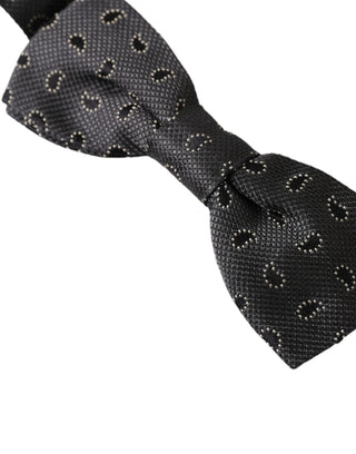 Pajarita para hombre de seda negra con patrón y cuello ajustable