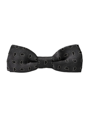 Pajarita para hombre de seda negra con patrón y cuello ajustable