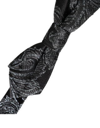 Schwarze Herren-Fliege aus Seidenjacquard, verstellbar