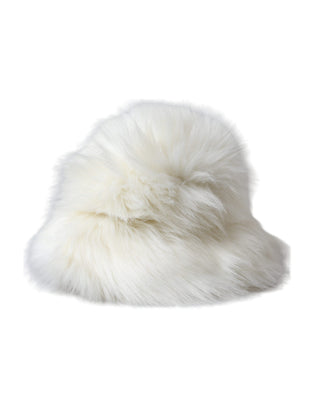 Sombrero tipo bucket para mujer de piel acrílica blanca