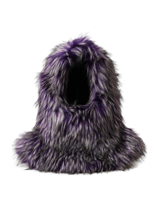 Sombrero envolvente para toda la cabeza de piel sintética morada