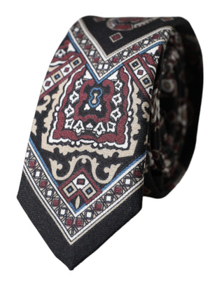 Corbata ajustable para hombre de seda 100% negra con estampado
