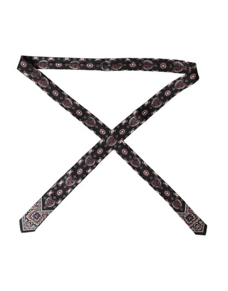 Corbata ajustable para hombre de seda 100% negra con estampado