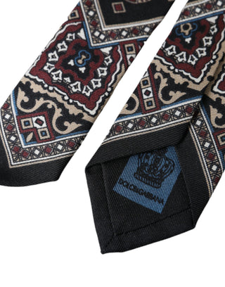 Corbata ajustable para hombre de seda 100% negra con estampado