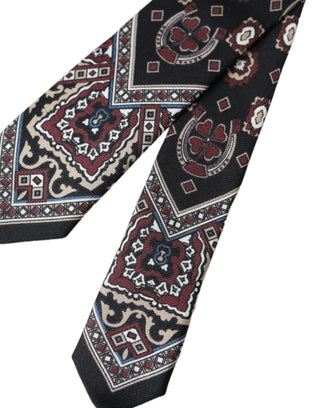 Corbata ajustable para hombre de seda 100% negra con estampado
