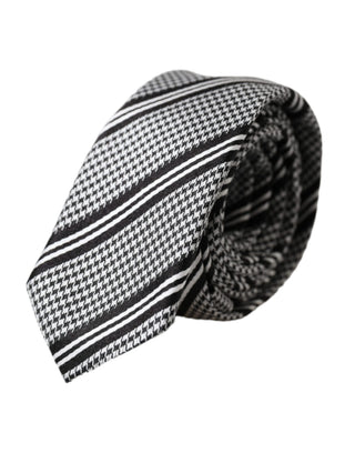Dark Gray White Stripes Silk Adjustable Tie