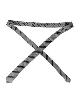 Dark Gray White Stripes Silk Adjustable Tie