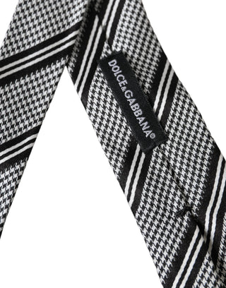Dark Gray White Stripes Silk Adjustable Tie