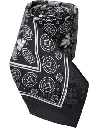 Dark Gray Patterned 100%Silk Adjustable Tie
