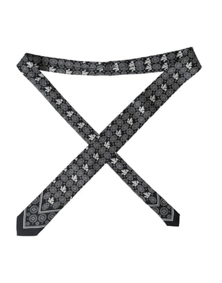 Dark Gray Patterned 100%Silk Adjustable Tie