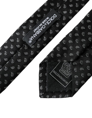 Corbata ajustable para hombre de seda negra con patrón jacquard
